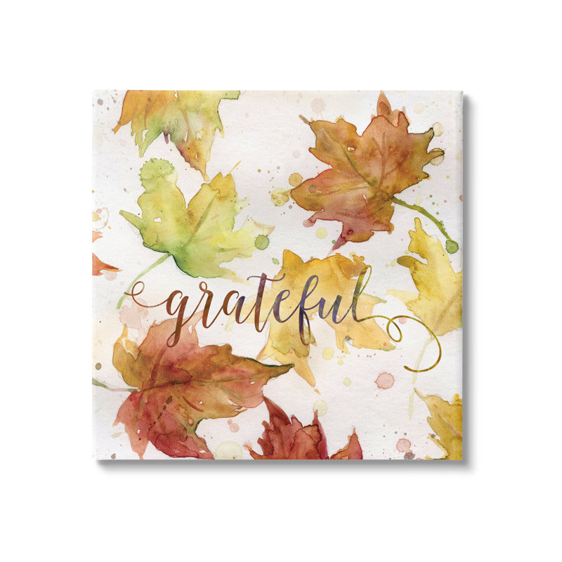 «Grateful Fall Maple Leaves» par Carol Robinson - peinture sur toile tendue, H 17 po x l 17 po x P 1,5 po