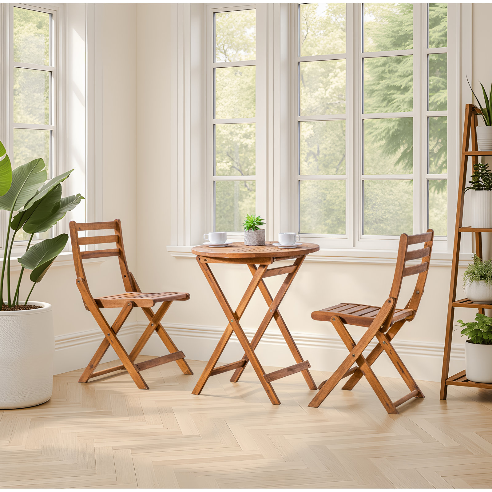 Rosetta 24" Acacia Patio Bistro Set, Natural Wood