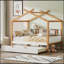 Lit simple blanc en bois avec lit gigogne et rangement pour enfants et chambres d'amis