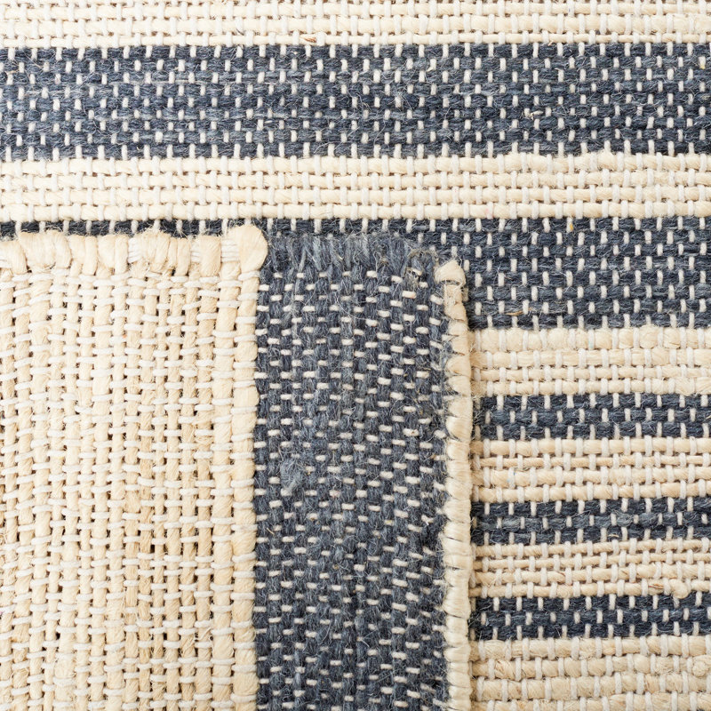Fitzpatrick Hand Woven Jute/Wool Striped Rug in Ivory/Charcoal, Rectangle 5' x 8'