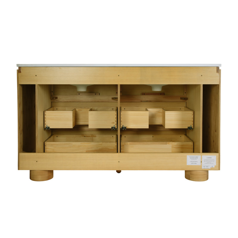 Genoa 60. in. W Quartz 4 Drawer Double Bathroom Vanity, 60"