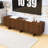Wood Grain TV Stand with Wavy Door Front, Push-Open Doors and Cable Management-2141880764