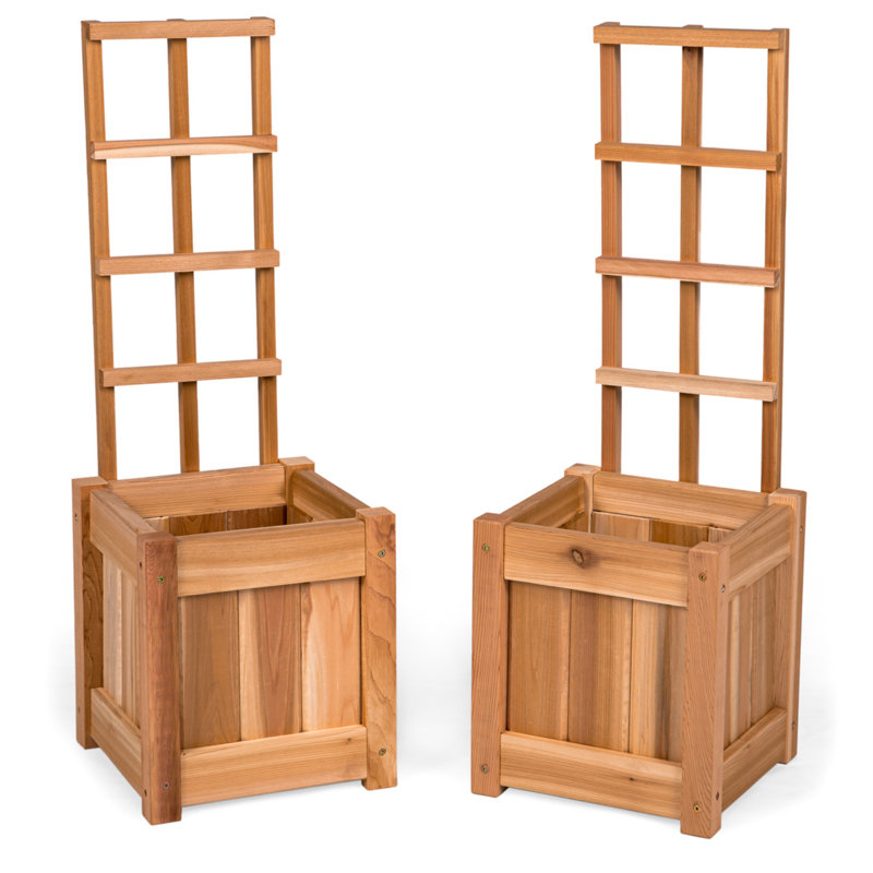 Western Red Cedar Planter Box with Trellis Set of 2