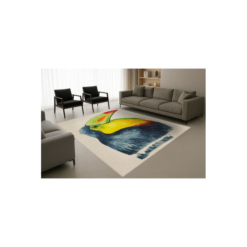 Tapis tissé crème à imprimé tigre Mosso, 3'3" x 4'11"