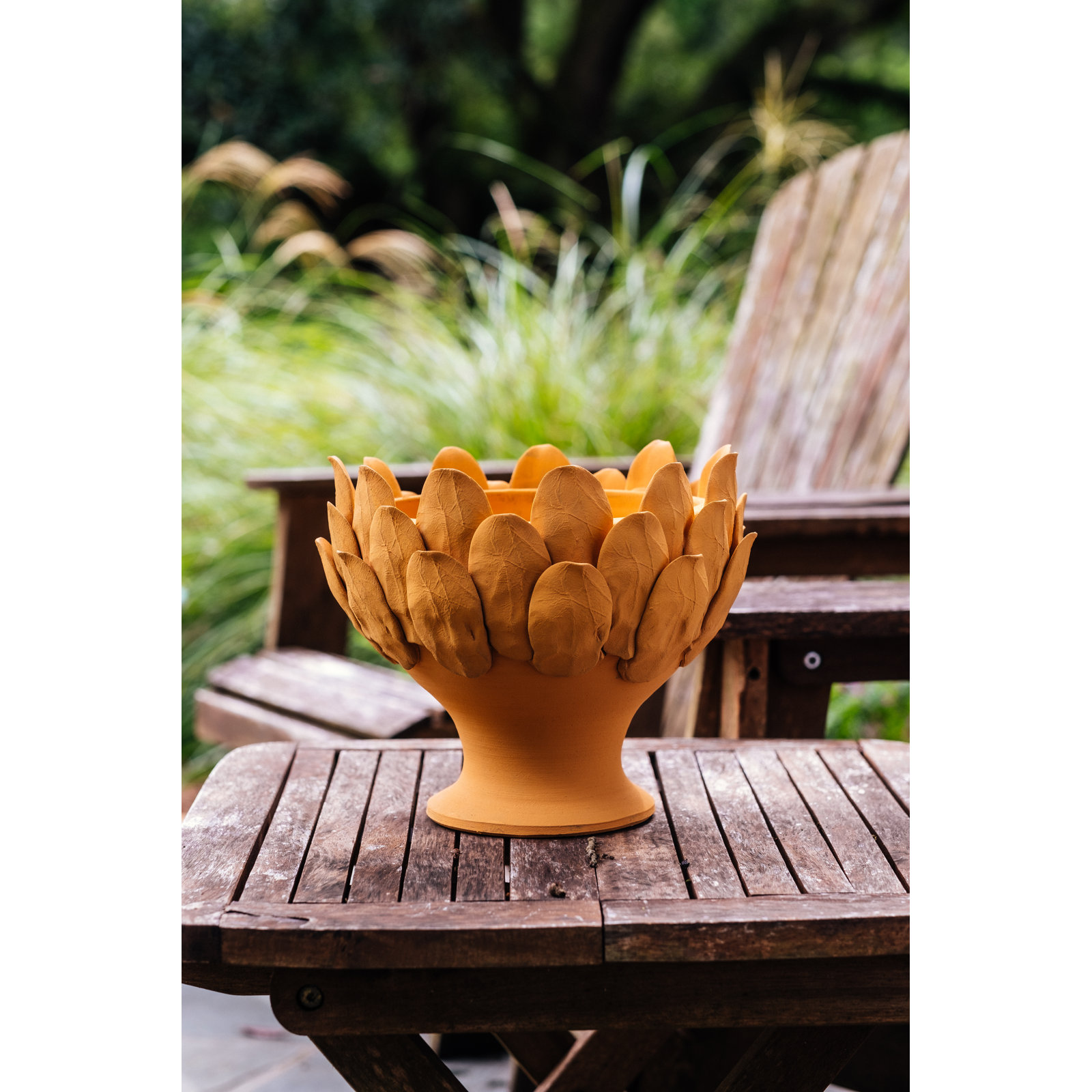 Gathered Garden Ceramic Statue Planter, 9" H x 10" W x 10" D, Orange