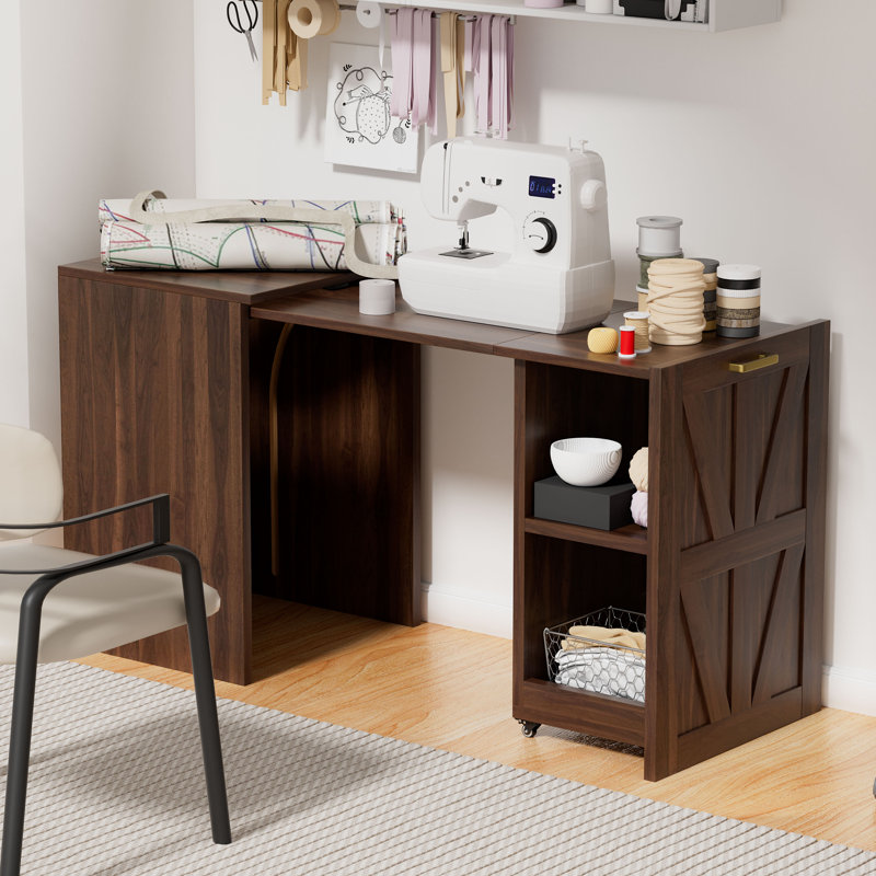 Folding Desk with Storage and Charging Station,Murphy Desk,Desk for Small Spaces,Farmhouse Desk,Pull-Out Computer Desk Suitable for Apartments,Bedrooms,Studies,and Offices