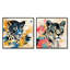 Collage de léopard jaune et bleu IV - ensemble de 2 impressions sur toile léopard-102582016-102582017
