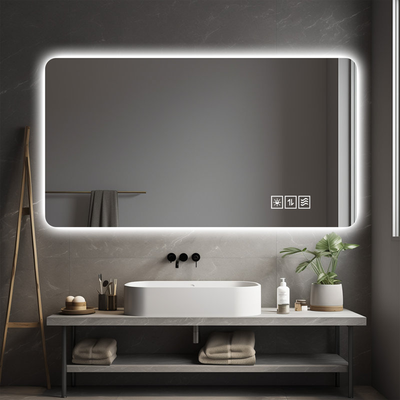 Wall Mounted LED Mirror, 24X48 In., Dimmable, 3 Color Lighting, Anti-Fog, IP44 Waterproof, Touch Switch | Gift Idea, Silver 1