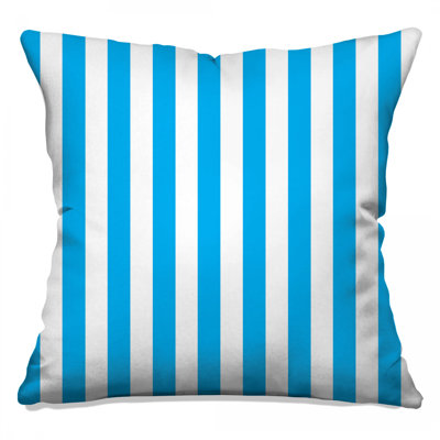 Blue White Vertical Stripes Double Sided Throw Pillows