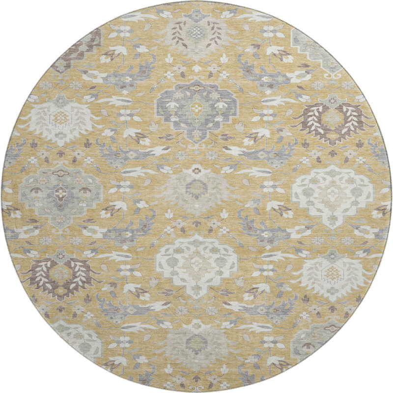 Tapis damassé de qualité supérieure lavable à la machine AMF1026, Rond 8 pi