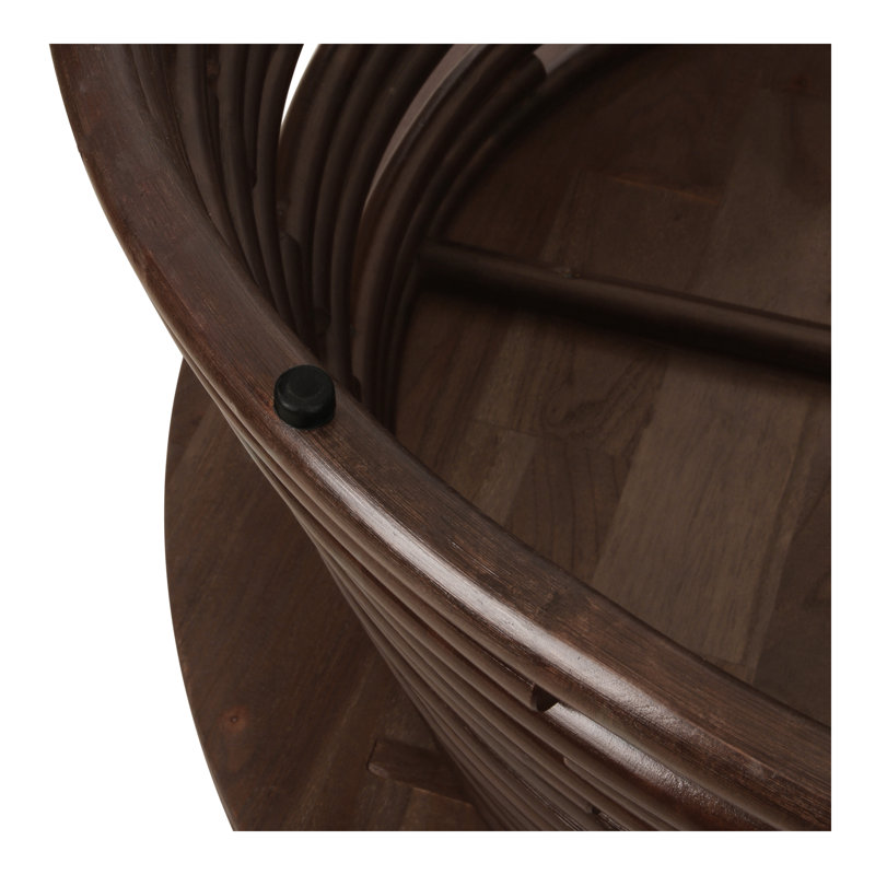 Zeke Rattan Round Coffee Or Side Table, Espresso Brown, Espresso Brown