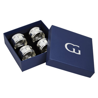 English Silver Round Napkin Ring, Set of 4
