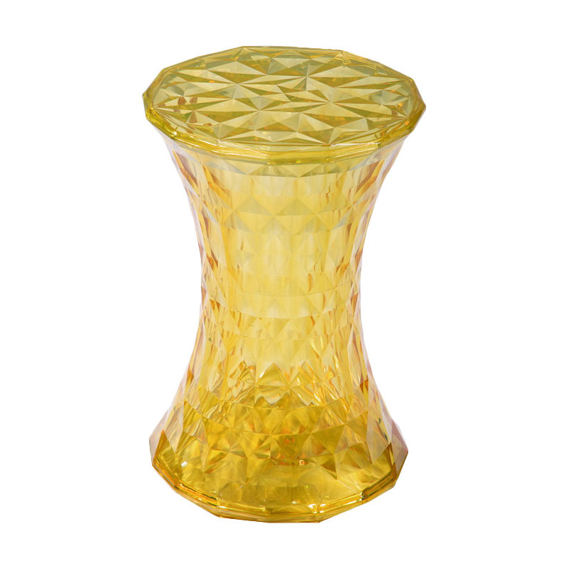 Stone Plastic Accent Stool, Yellow