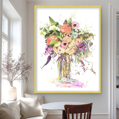 Romantic Bouquet - Green Leaves Framed Matted Print Decor