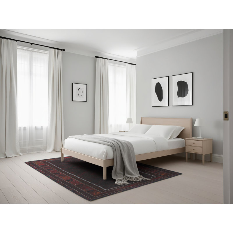 Tapis noir/rouge traditionnel Cheatom, Rectangle 5 pi x 7 pi