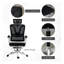 Chaise de bureau à haut dossier, chaise de bureau d'ordinateur en tissu avec appui-tête réglable, soutien lombaire, accoudoir, repose-pieds, dossier inclinable, noir