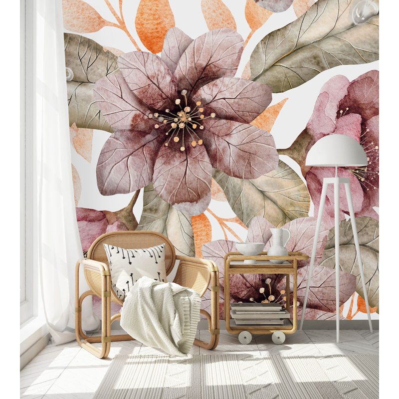 Peel & Stick Floral Wall Mural, 125" W x 10.42" L