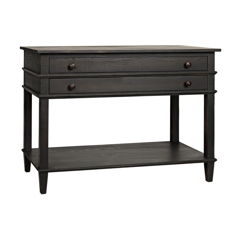 Alex 42'' W Solid Wood Nightstand, Black Wax