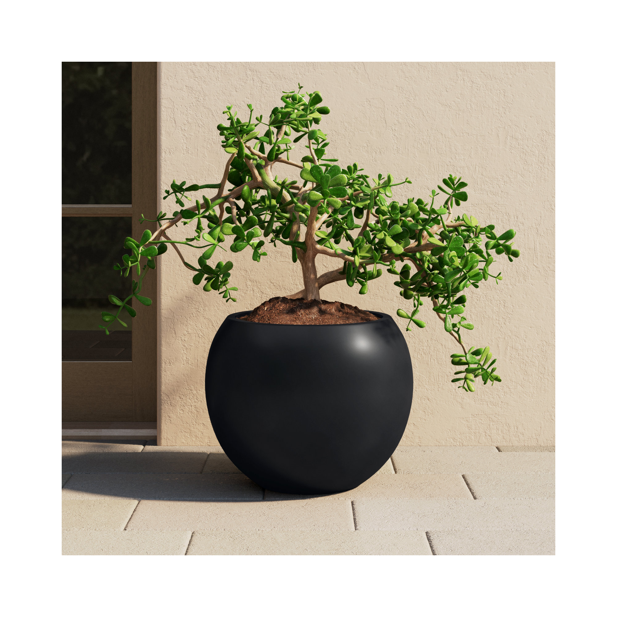 Dorlis Fiberstone Pot Planter, Black, 17" H x 21" W x 21" D