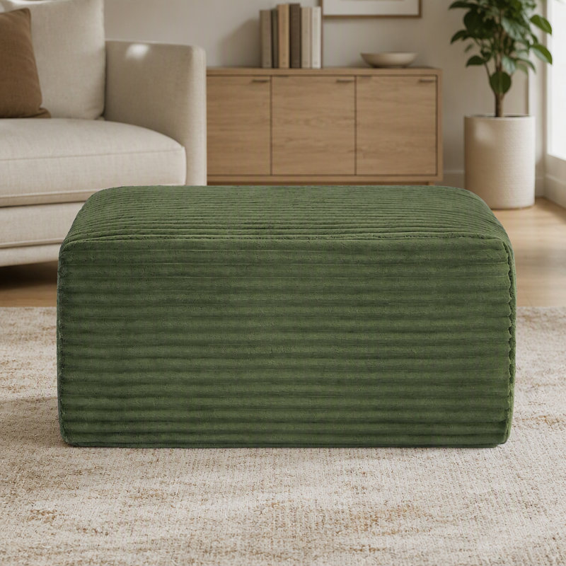 Canapé d'angle Cloud en forme de L avec pouf, confort moelleux et tissu velours côtelé résistant pour un style de vie moderne