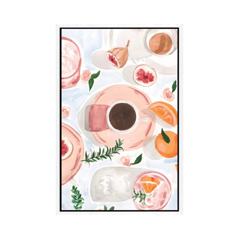 Still Life With Coffee by Sabina Fenn - Painting on Canvas, White Floater Framed, 66.04cm H x 45.72cm W x 3.81cm D