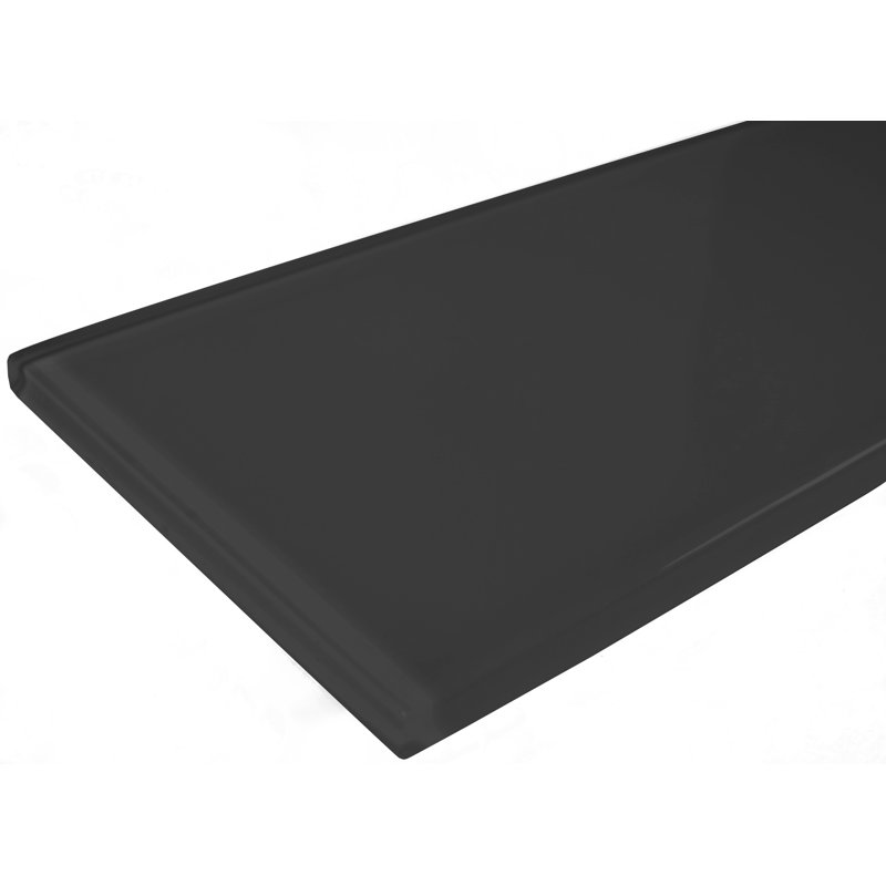Carrelage de mur et de piscine à bord droit en verre 3 po x 12 po Metro, Noir