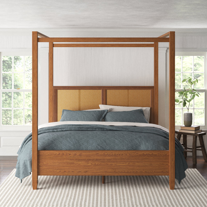 Lakemore Cane Canopy Bed | Stylish Platform Bed