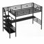 Structure de lit simple mezzanine en métal avec bureau - aucun sommier requis, solide Spacieux
