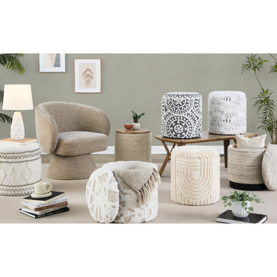 Laine beige 18 po tissée à la main pour le rangement et ornement noué, espace de rangement supérieur amovible, fonction polyvalente, profondeur intérieure de 14,25 po, poids de 250 lb, intérieur seulement, sans assemblage à des fins de 18 po