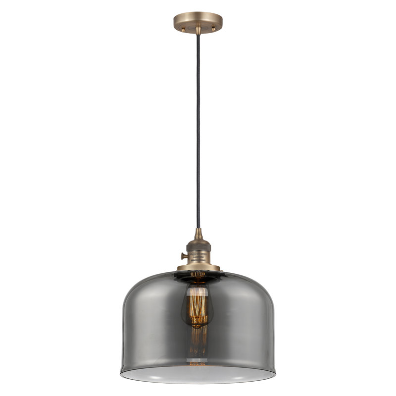 Luminaire suspendu en forme de globe à 1 lumière Analiah, DEL, Laiton brossé, Plaqué couleur fumée