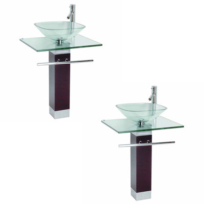 The Renovators Supply Inc. 19.75'' Gloss White Glass Square Bathroom Sink with Faucet