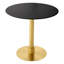 Dining Table Terzo Round Brushed Brass Finish - Black Ceramic Top