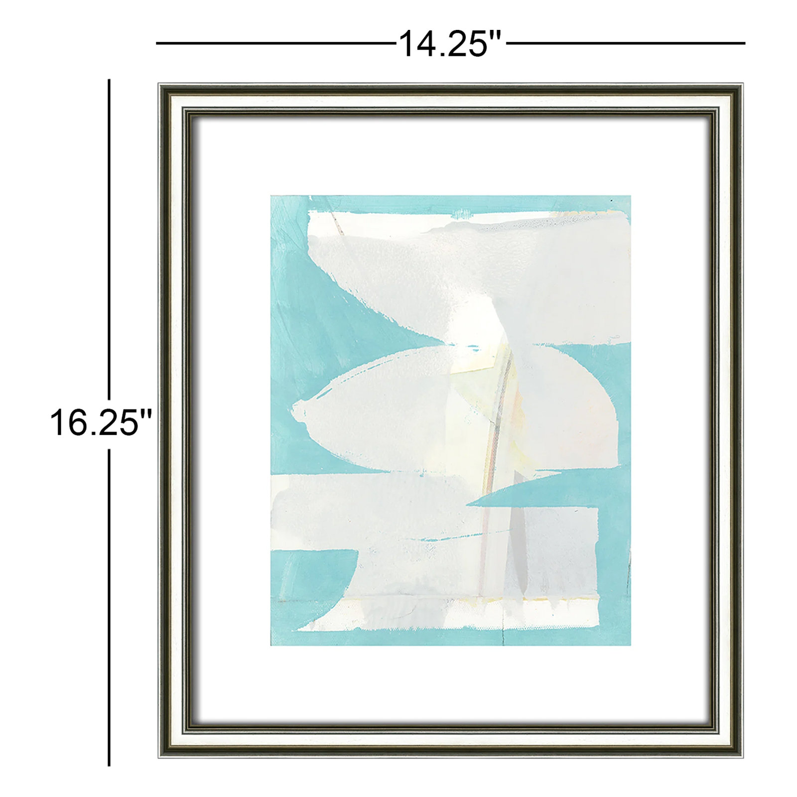 Nara "Carve I" Painting, Silver Framed Paper, 16.25" H x 14.25" W x 0.88" D