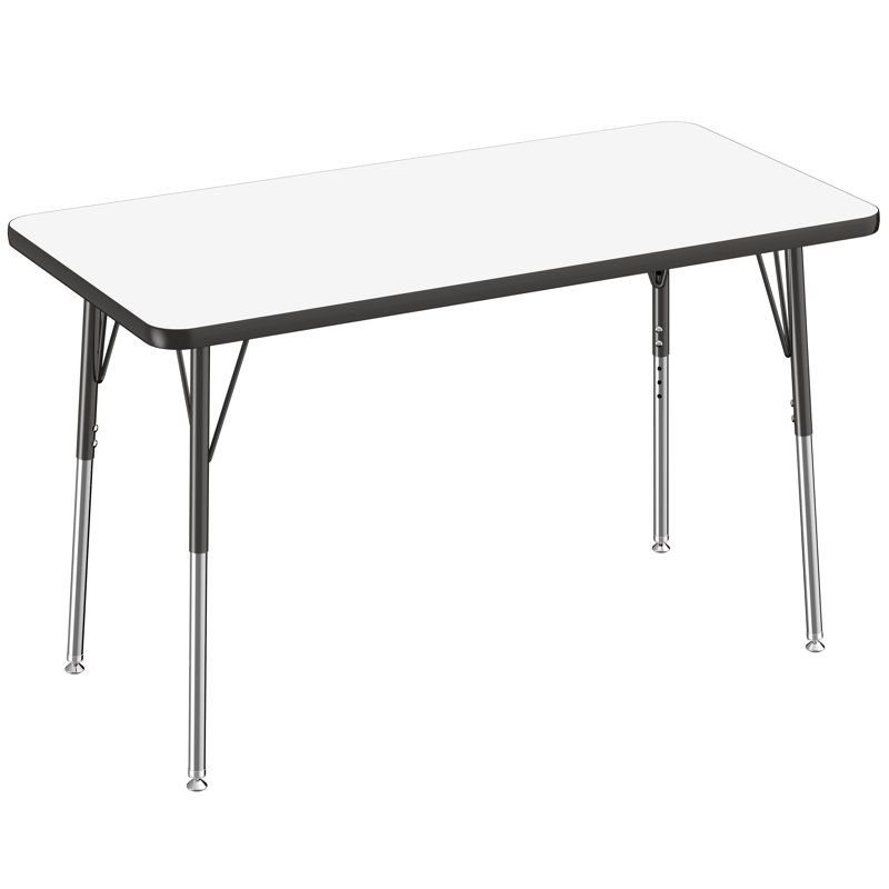 Table d'activités rectangulaire, 24 po x 48 po, Roulement pivotant standard, Tableau blanc / noir