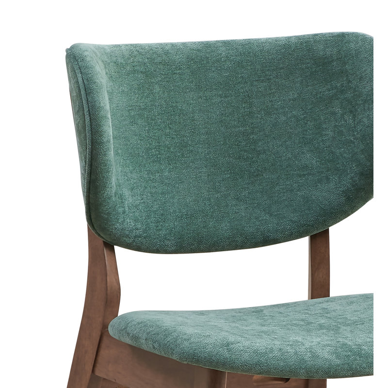 Chaise d'appoint rembourrée verte et noyer, Vert