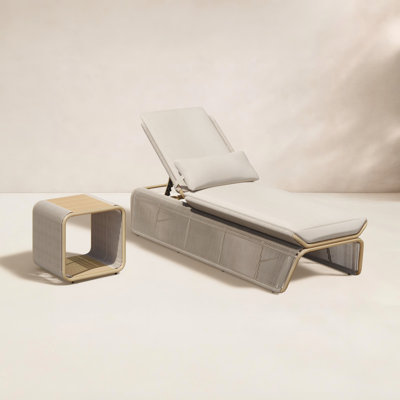 Harper 26.38'' Outdoor Chaise Lounge with Table