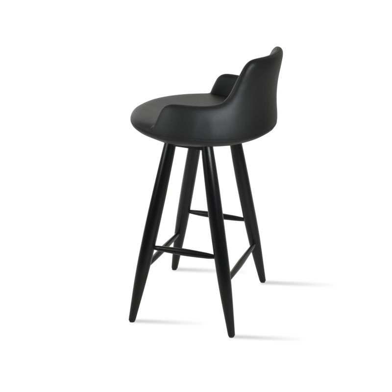 Dervish Baba Counter & Bar Stool, Black, Wenge, Bar Stool (29.5" Seat Height)