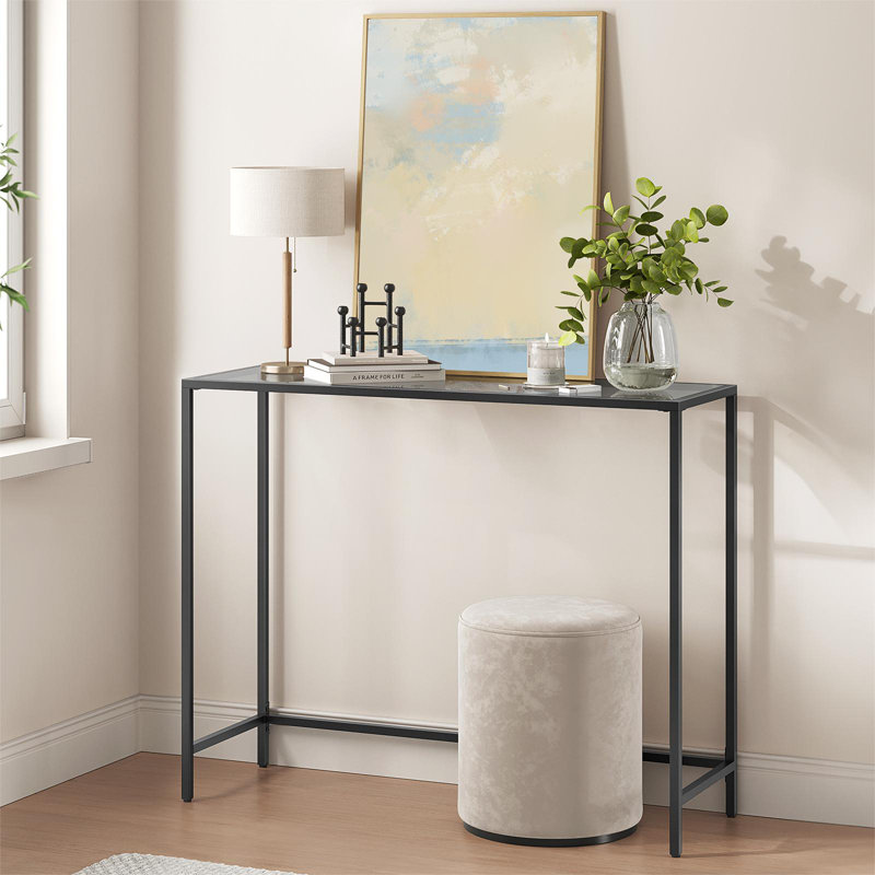 Joffe 100cm Glass Top Console Table, Black