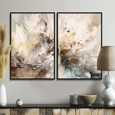 White And Grey Geometric Depths I - Gold Modern Wall Art