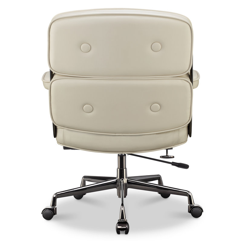 Roumena Genuine Leather Executive Chair, Silver, Beige