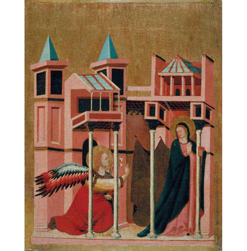"Annonce" par Master Of The Cini Madonna - Art mural sur toile tendue avec châssis, H 18 po x l 14 po
