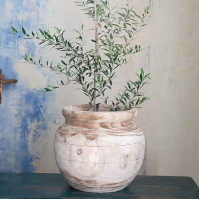 Round Paulownia Wood Planter