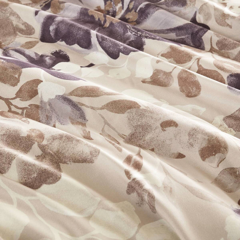 Édredon floral pour lit très grand en tissu taupe et respirant à séchage rapide