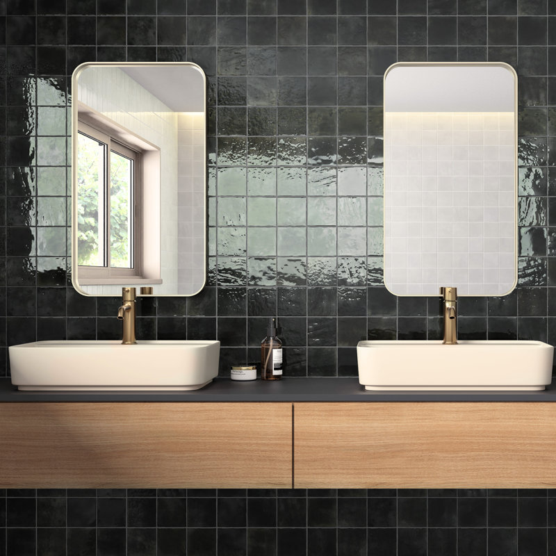 Menorca 4 In. X 4 In. Ceramic Wall Tile, Forest Black