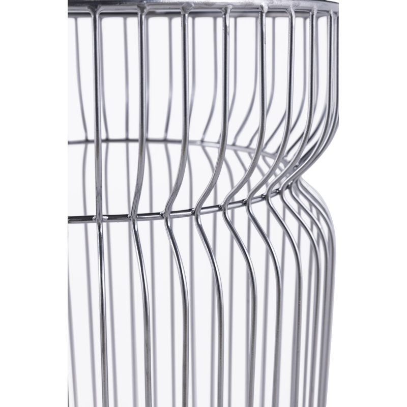 Table de bout - Plateau en verre avec base en métal, Argent argent