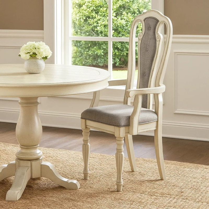 Tabatiere 19.5'' H Tufted Fabric Upholstered Armchair, Cream