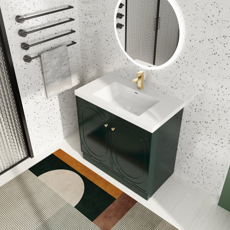 36'' Single Bathroom Vanity with Resin Top, Green