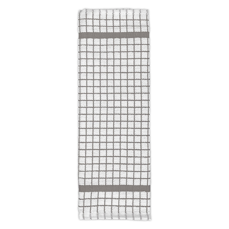 Torchon en coton à carreaux, Gris