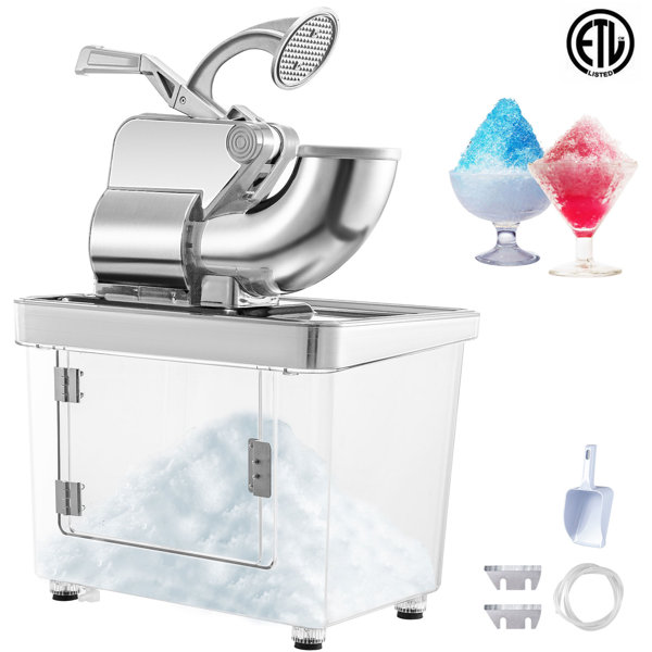 VEVOR Ice Crushers Machine 220lbs per Hour Electric Snow Cone Maker with 4 Blades Stainless Steel Shaved Ice Machine with Cover and Bowl 300W Ice