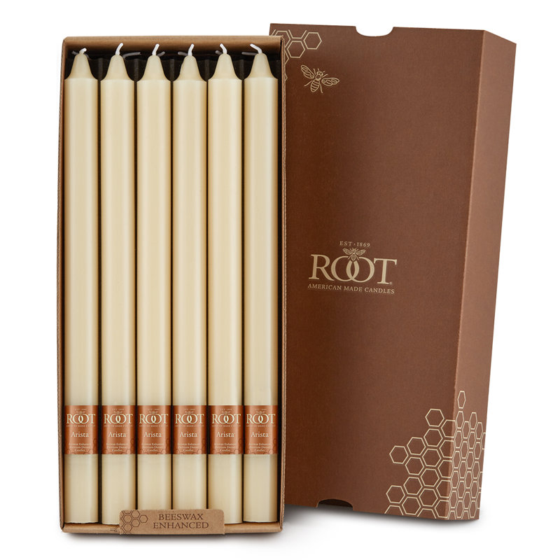 Root Candles Unscented Taper Candle, 12" H x 0.88" W x 0.88" D, Buttercream